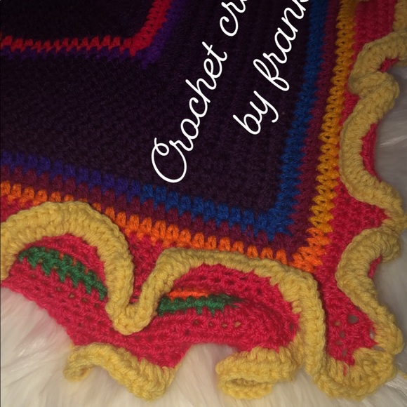 Pink Ruffle Hand Crochet Baby Blanket w// cute cap